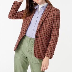 Houndstooth Women's J crew Blazer - Pink and Black in English Moon Wool - 0P